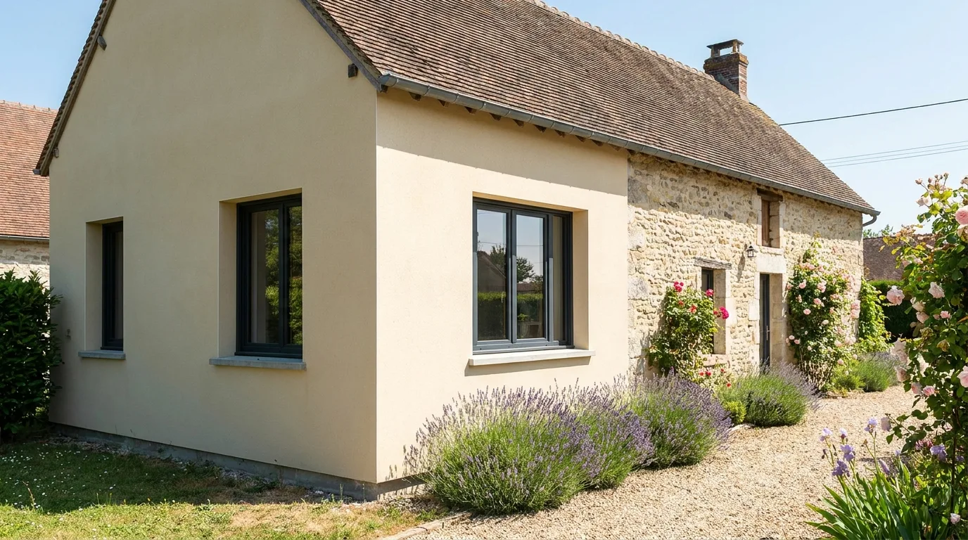 Un conseiller en rénovation et une propriétaire examinent un rapport d'audit énergétique sur la table d'une maison ancienne lumineuse.